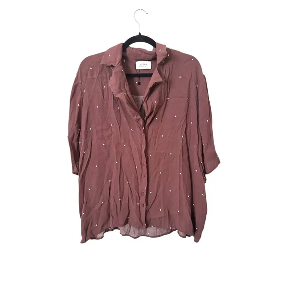 DISSH Melrose Dotted Button Down Blouse Sz‎ 6 Purple - Image 2