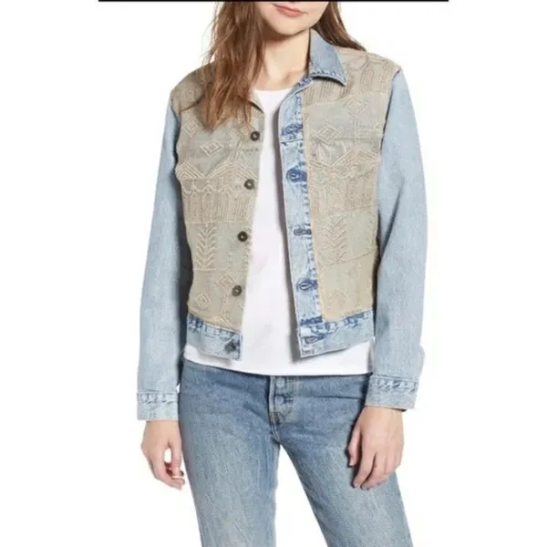 NWT Levis Womens Trucker Denim Jacket Western Boho Embroidered Small Cowgirl - Image 12