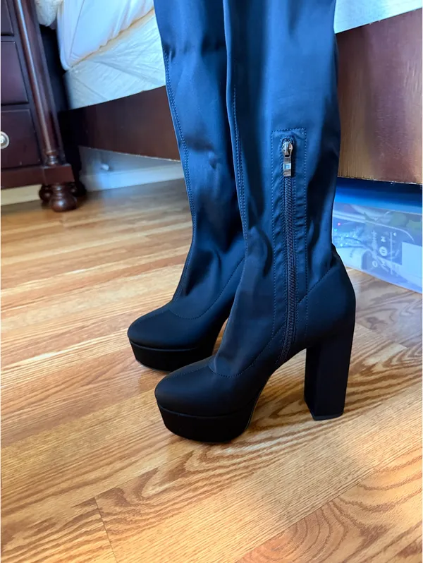 Dolls Kill Black Thigh-High Boots - Image 5