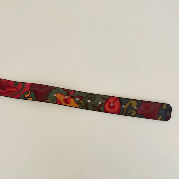 Unisex JON WYE Leather Floral Belt Western Retro Made in USA Men‎ Women 46.5" - Image 8