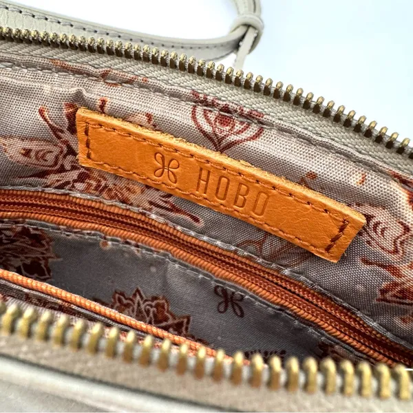 HOBO Leather Crossbody Bag in Light Gray - Image 4