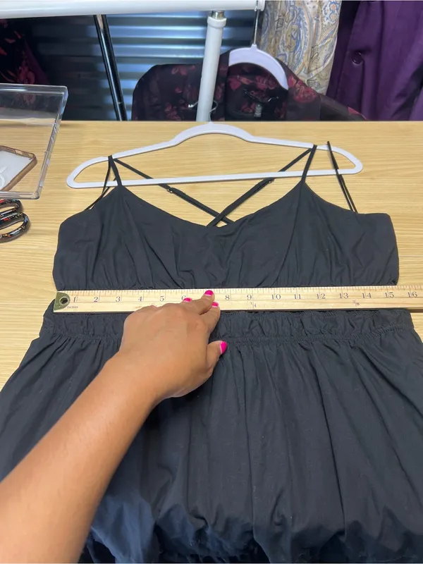 Anthropologie Somerset Tier Spaghetti Strap Mini Dress Black Size L - Image 12