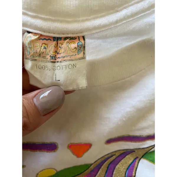 VTG Pacific 90s Single Stitch Vibrant Fish Logo Tortola Short Sleeve Tee L - Image 6