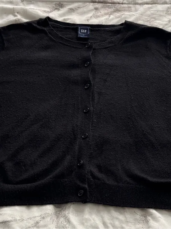 GAP Black wool blend Button-Up Long Sleeve Crew Cardigan, size XL minimalist - Image 11