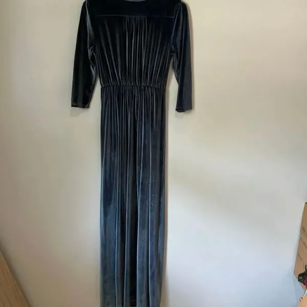 Baltic Born Sofia Velvet Slate Blue half sleeve maxi dress Small #784 - Image 10