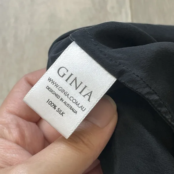 Ginia Silk Dress v neck slip midi womens Black (size 6) minimalist formal party - Image 6