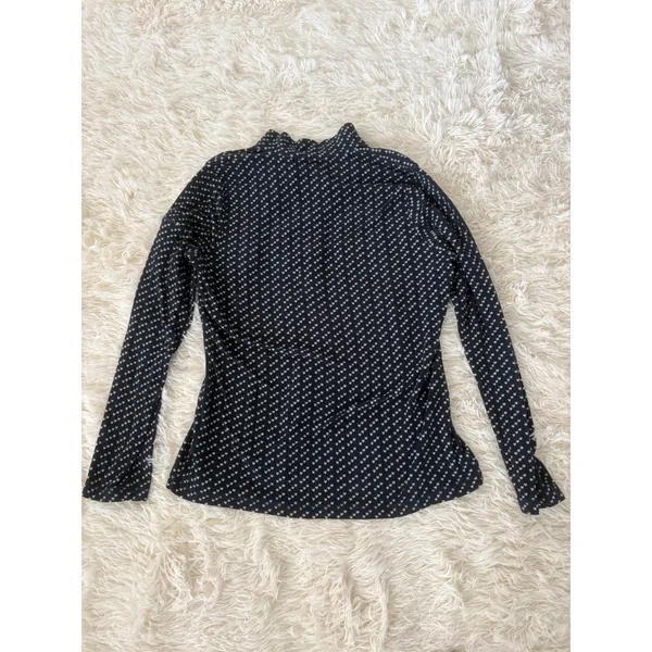 LL Bean Fleece Quarter Zip Pullover‎ Navy White Geometric Print, Women's Small - Image 5