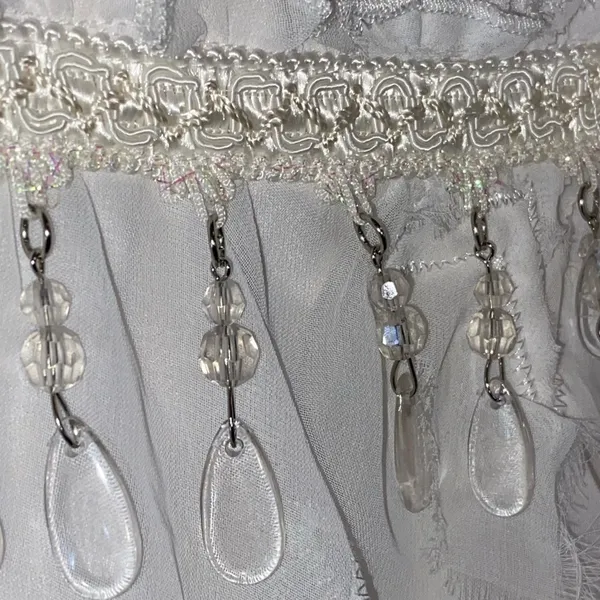 Banana USA Asymmetrical White Sheer Beaded Sequin floral Skirt Boho Fairy core - Image 5