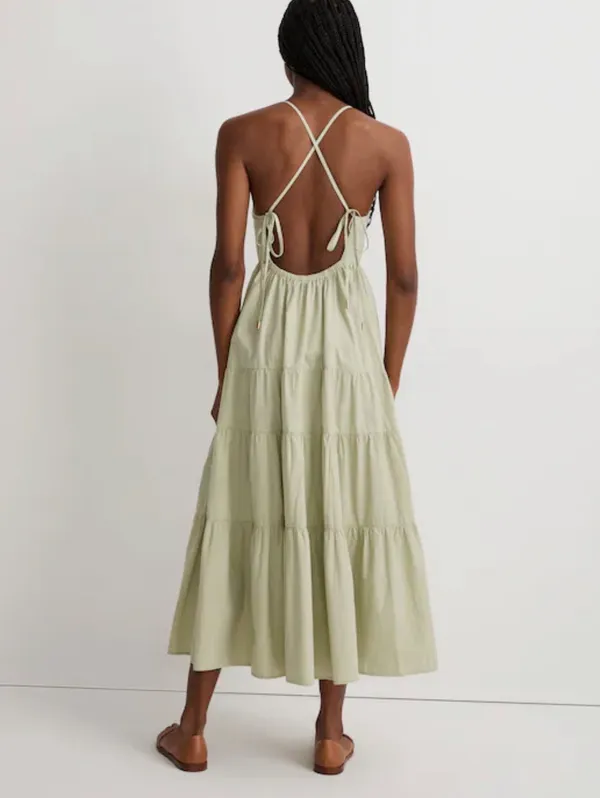 Madewell Sidonie Poplin Maxi Dress XXS Pale Green - Image 2