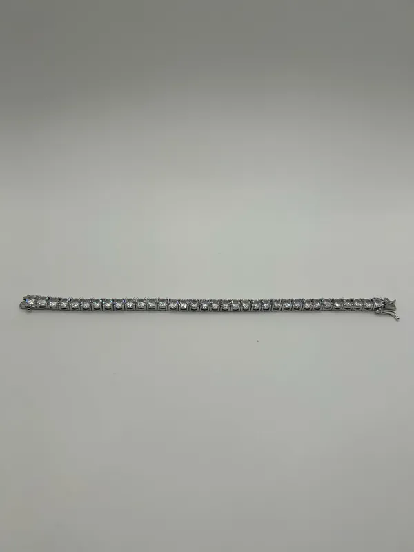 Real Silver 5mm Tennis Bracelet Moissanite VVS1 D Mens Iced 8 Inch High Quality - Image 3