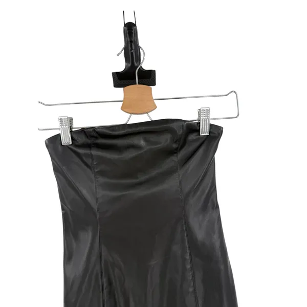 Babyboo Faux Leather Strapless Bodycon Mini Dress Matte Black Size XS - Image 2