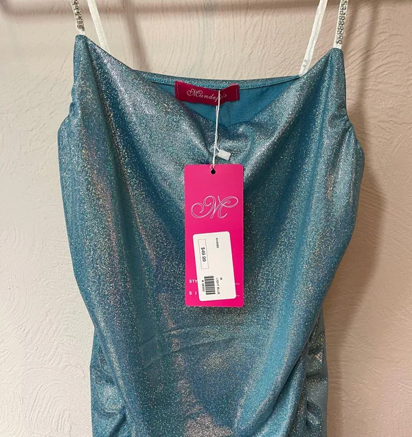Mundefeis Light Blue Iridescent Shimmering Minidress - Image 14