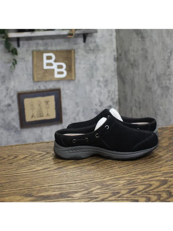 Easy Spirit Travelport Womens Slip On Suede Athletic Clogs Black 5M - Image 6