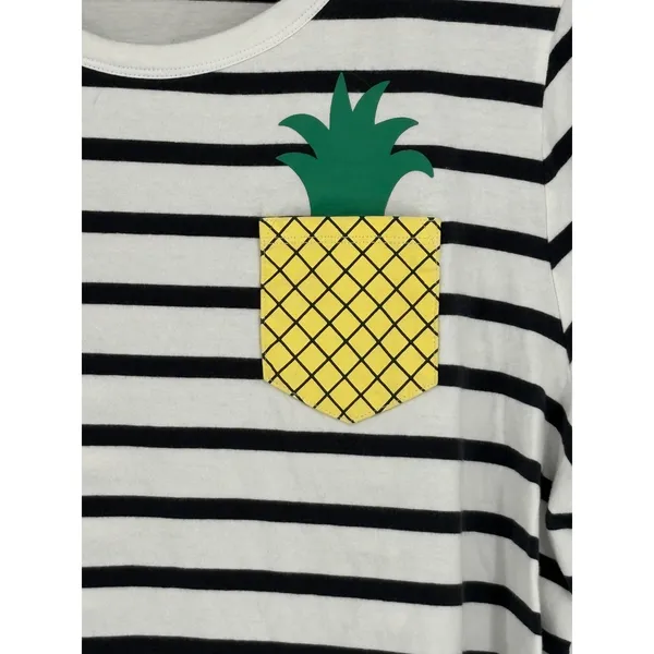 Old Navy Pineapple Pocket‎ T-Shirt Womens XXL White Black Striped Casual Tee - Image 3