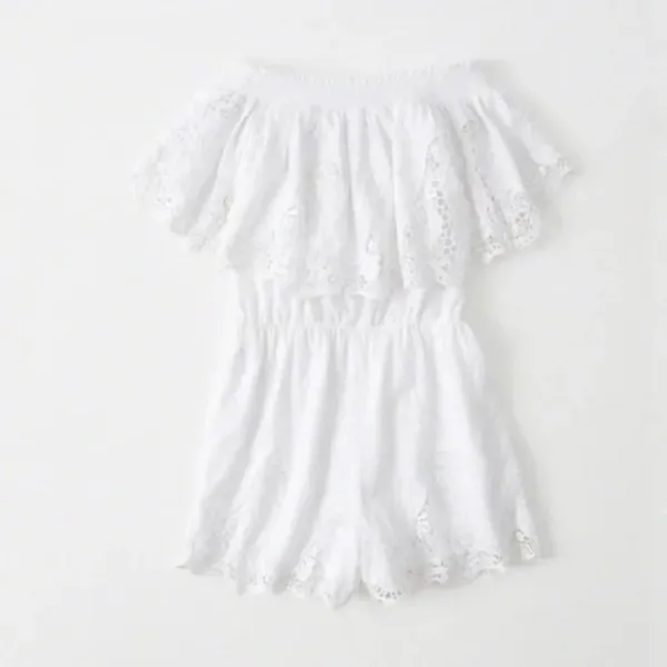 ABERCROMBIE & FITCH‎ Crochet Sleeveless Romper Sz XS - Image 2
