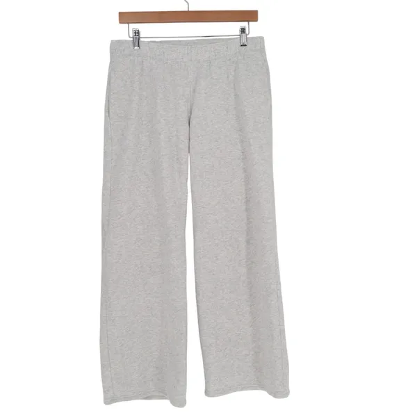 Hollister Sweatpants Womens S Short Heather Gray Fleece Lined Mid Rise Wide Leg - Image 2
