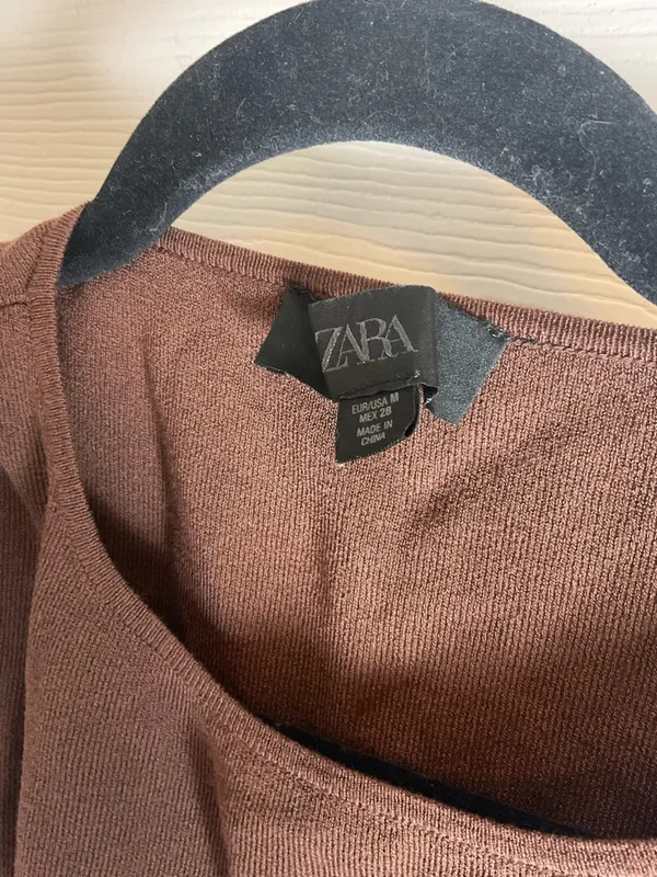Zara Woman’s Brown Sleeveless Elastic-Hem Women's Top size Medium - Image 6