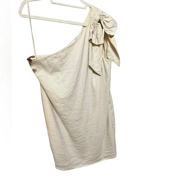 Antonio Melani Charlie One-shoulder Linen Blend Cream Shift Cocktail Dress sz 14 - Image 5