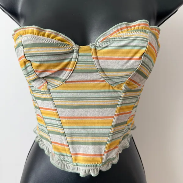 Out From‎ Under sz S Urban Outfitters Striped Bustier Corset Top Yellow Boho - Image 2