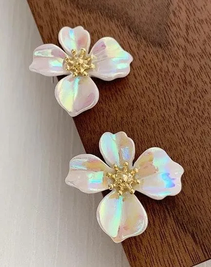 Shiny Flower Stud Earrings Multiple - Image 2
