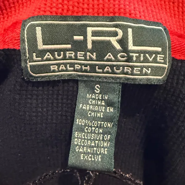 Lauren Ralph Lauren Active‎ Womens Black Waffle Knit Quarter Zip Pullover Small - Image 6