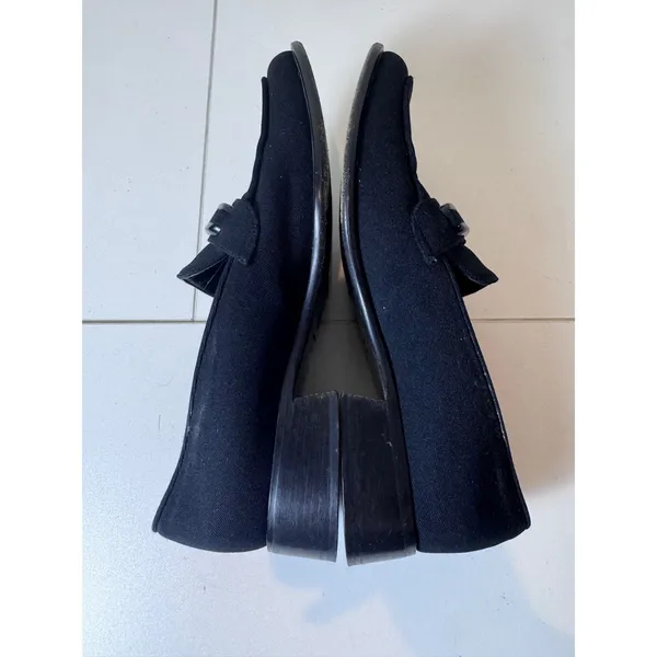 Vintage Y2K Retro Paloma Loafers Womens 9 Black Canvas Block Heel‎ Minimalist - Image 6