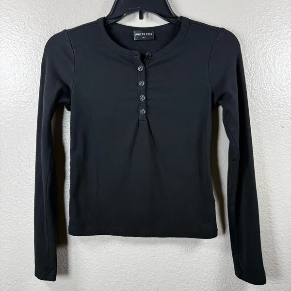 White Fox boutique Give me the details long sleeves top black SZ:S - Image 3