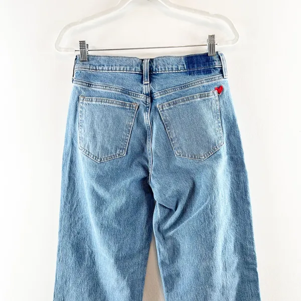 Abercrombie & Fitch High Rise 90s Relaxed Heart Embroidered Jeans Blue 27 - Image 5