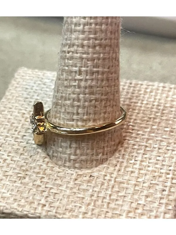 70s Dainty Gold Toned Starburst Ring Celestial North Star Rhinestone Size 6.5 - Image 3