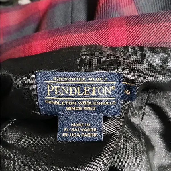 Pendleton Wool Blazer Womens 16 Red Plaid Jacket Office Career Old Money Preppy - Image 8
