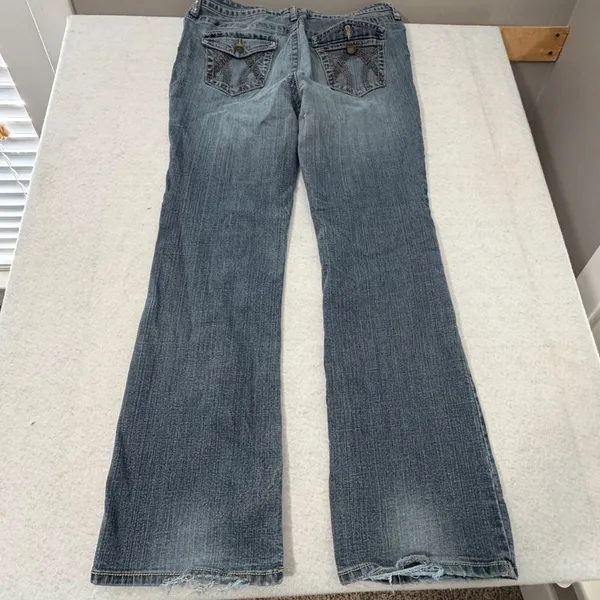 a.n.a. Womens Blue Bootcut Jeans Medium Wash Distressed Size 14 RN93677 - Image 5