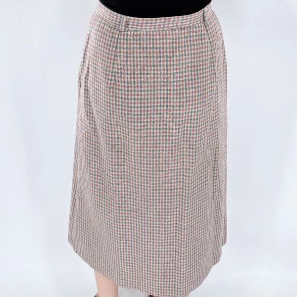 Vintage Plaid Midi High Waisted Front Pleat A-Line Skirt Size 12 - Image 3