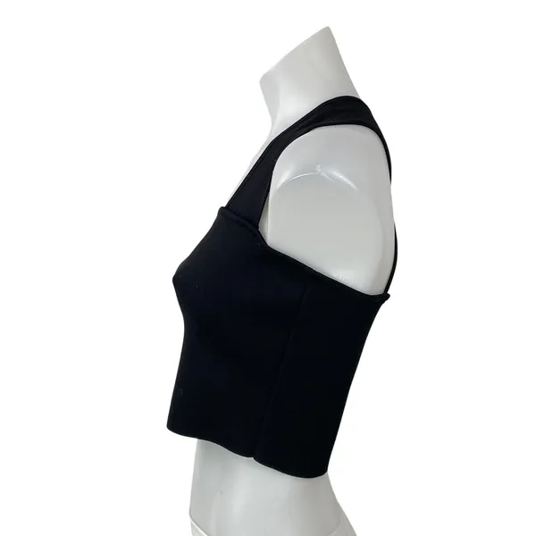 Aritzia Babaton Black Sleeveless Knit Cross Back Square Neck Crop Tank Top Sz M - Image 2