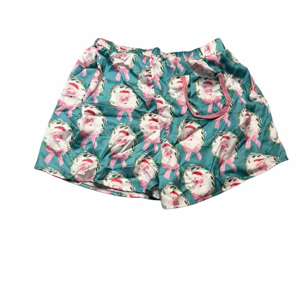 🎅✨ Christmas Santa Pajama Short Set w/‎ Velvet Bows – Size Large NWT 🎁 - Image 5