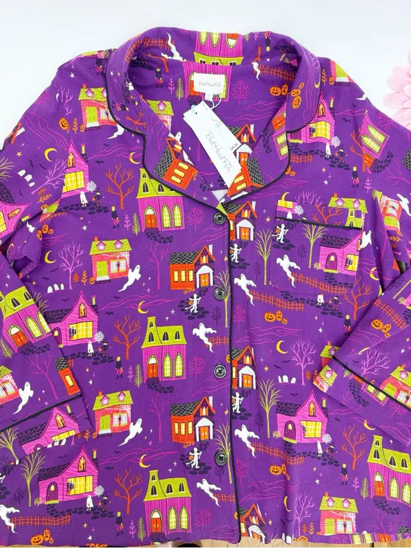 BedHead PJs Spooky Town Halloween Classic Stretch Jersey Pajama Set Full Length - Image 6