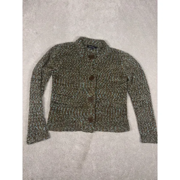 Evan Picone Cardigan Womens‎ Petite Small Buttons Coastal Grandma Chunky Knit - Image 3