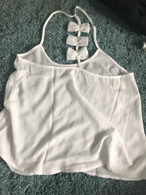 White Camisole With Bow Razor Back Size XS - Image 3