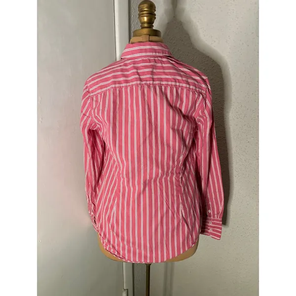 Tommy Hilfiger Red/White Striped Button Down Shirt M Classic Preppy Cherrygirl - Image 2