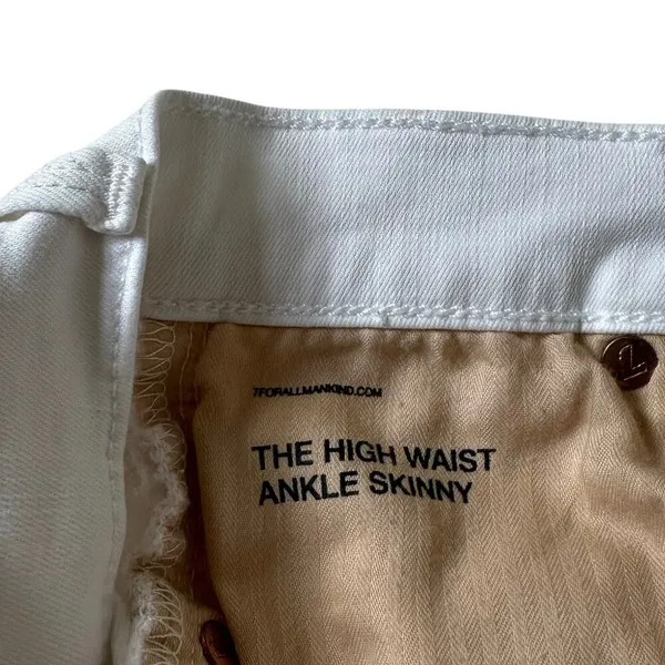 7 For All Mankind White The High Waist Ankle Skinny Jeans Women Size 26 | 72-10 - Image 5