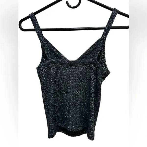 AMERICAN EAGLE STRETCHY BLACK AND SILVER SPARKLE TANK TOP - Image 2