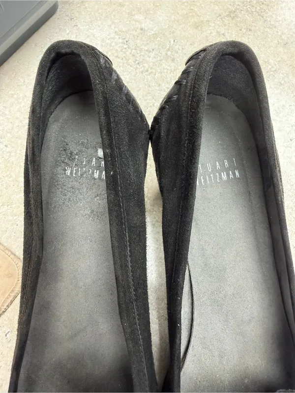 Stuart Weitzman Black Suede Bow Loafer Pumps - Image 7