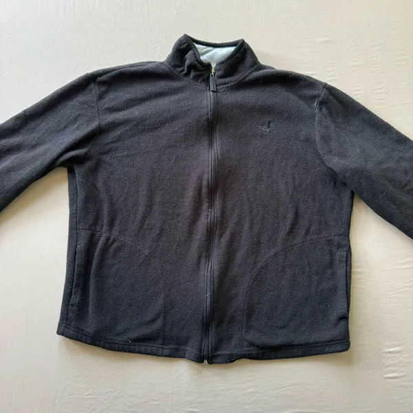 Vintage Fleece Zip Up Jacket Black Size L - Image 2