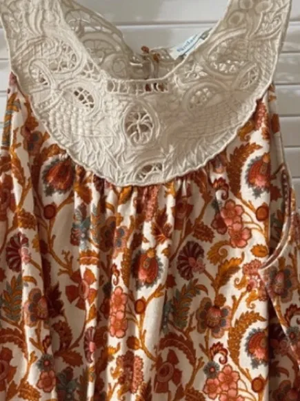 Sundance Cream Lace‎ Top Floral Summer Hippie Boho size Large - Image 5