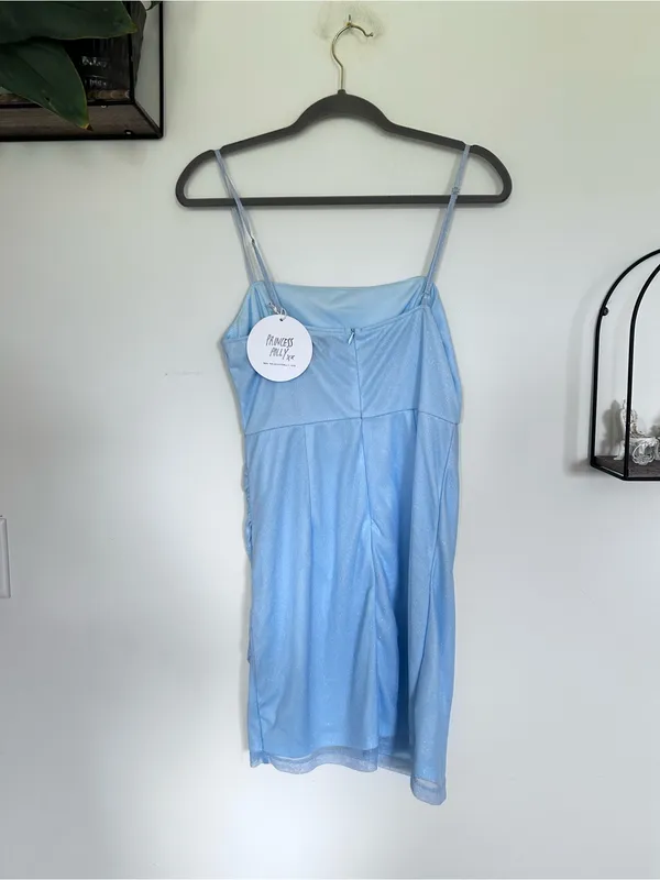NWT Princess Polly Ocenaia Baby Blue Sparkly Sleeveless Mini Dress Size 10 - Image 2