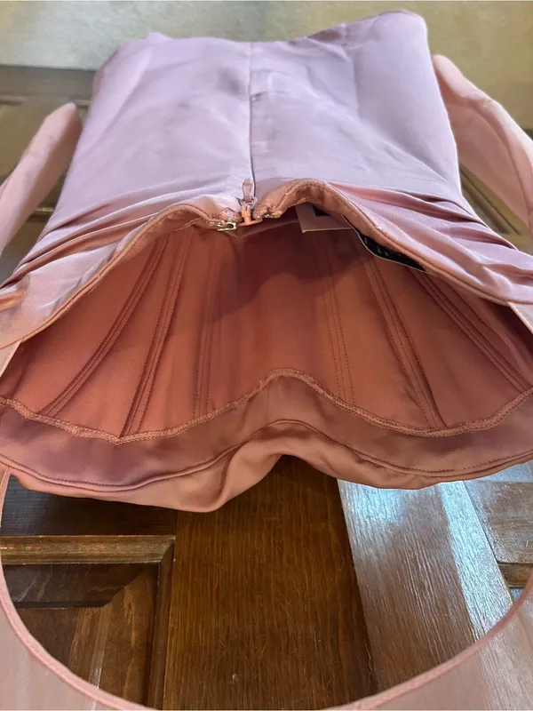 ALIAVA ALIEVA Maya Mini Dress Pink‎ Size XS NWT Cocktail Party Silk Corset Top - Image 6