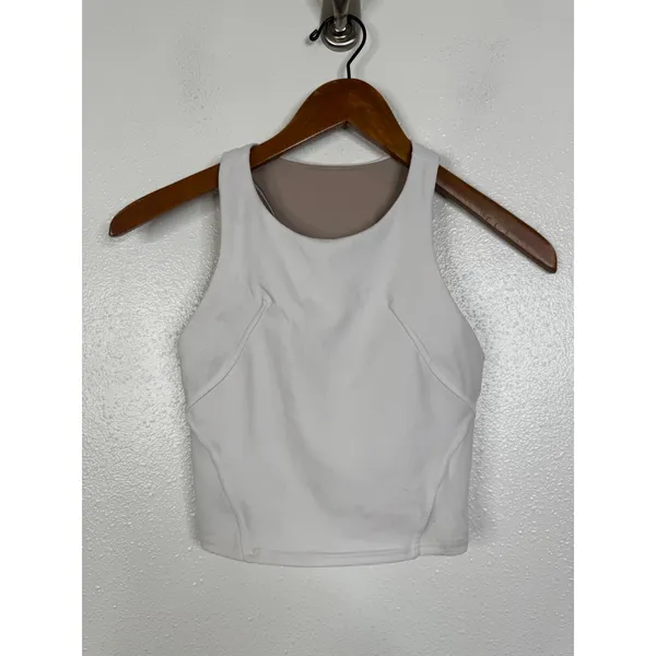 Lululemon Invigorate Training Tank Top White Everlux Cropped Racerback Size 2 - Image 4