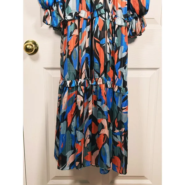 ELLIATT Vista Abstract Wrap Midi Dress Size Small Multicolor Whimsical Statement - Image 7