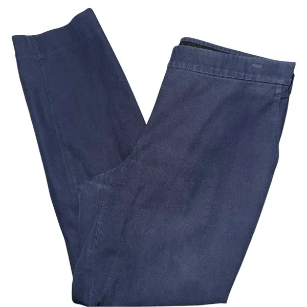 Theory Women’s Size 8 Navy Blue Thaniel Approach Cotton Stretch Trousers Pants - Image 6