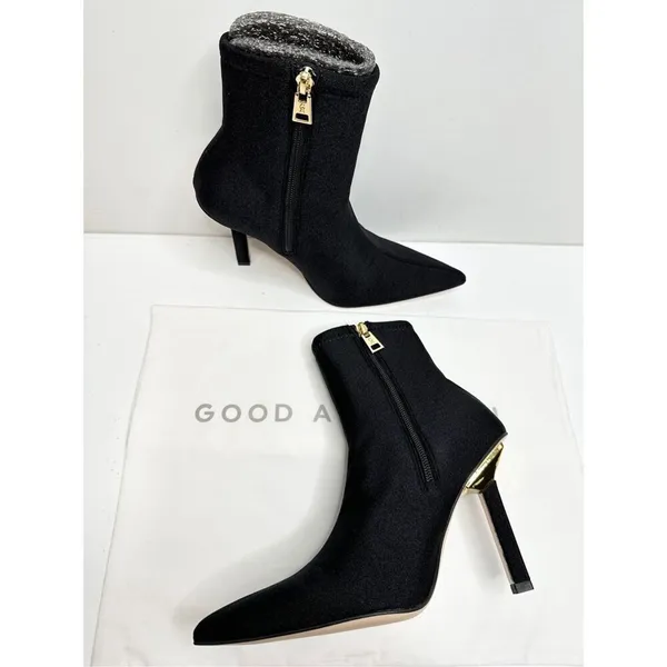 Good American Booties Size 5.5 High Kickstand Black Pointed Toe Neoprene Boot‎ - Image 7
