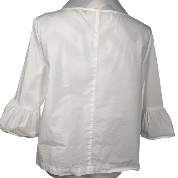 Madewell White Bell Sleeves Poplin Top Blouse M - Image 7